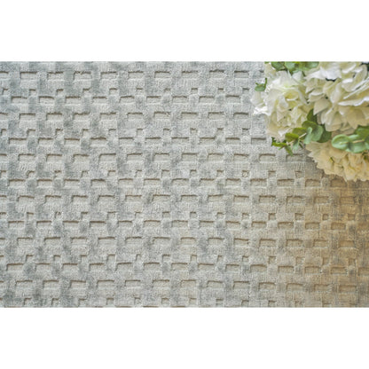Monroe Silk 3972 Rug by Exquisite Rugs in light green. Made from bamboo silk in a unique style.