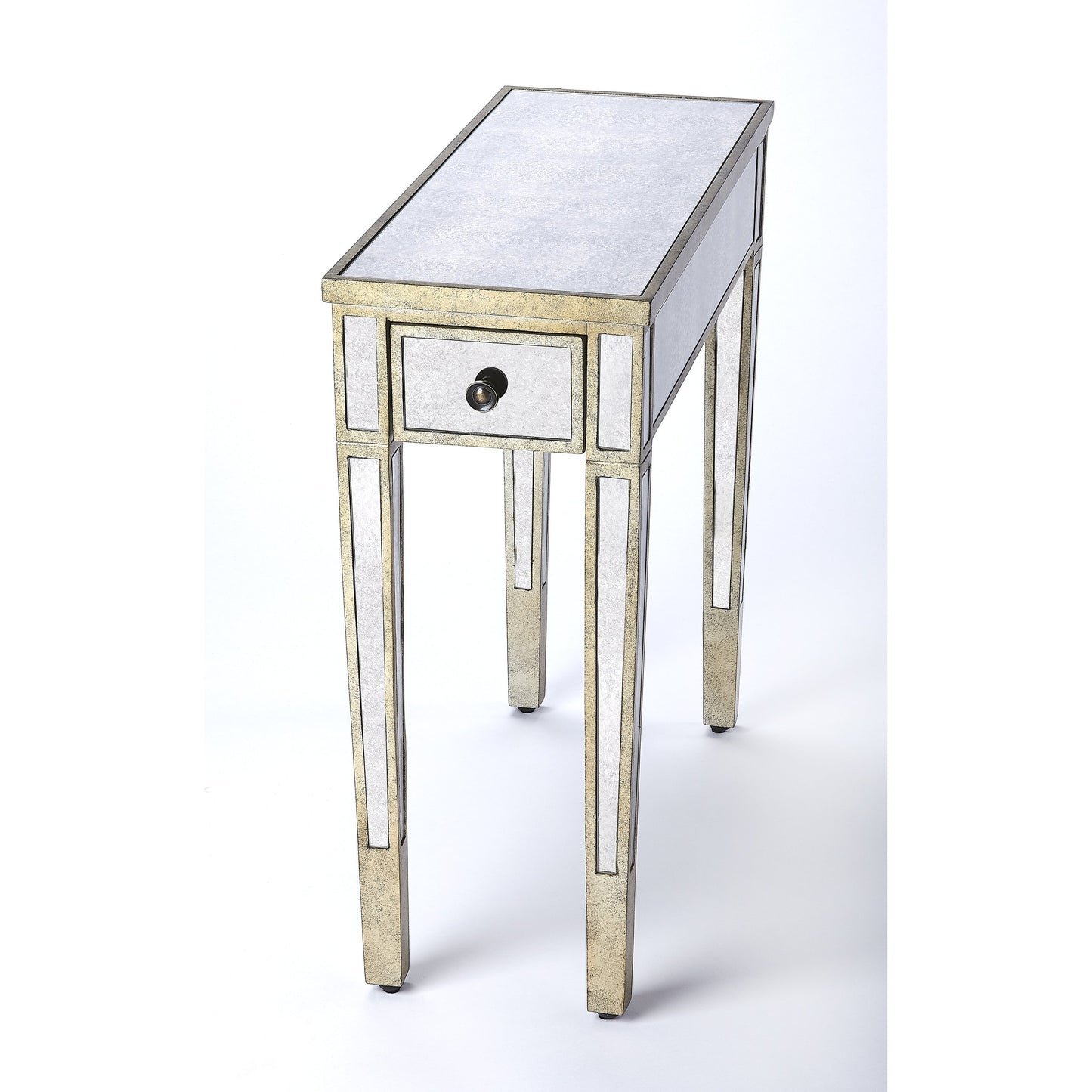 005 S-338850 | Additional Silo | Celeste Mirrored Chairside Table by Butler Specialty Company in silver and mirror. Made from poplar hardwood solids, mdf, mirrored glass in a traditional style.