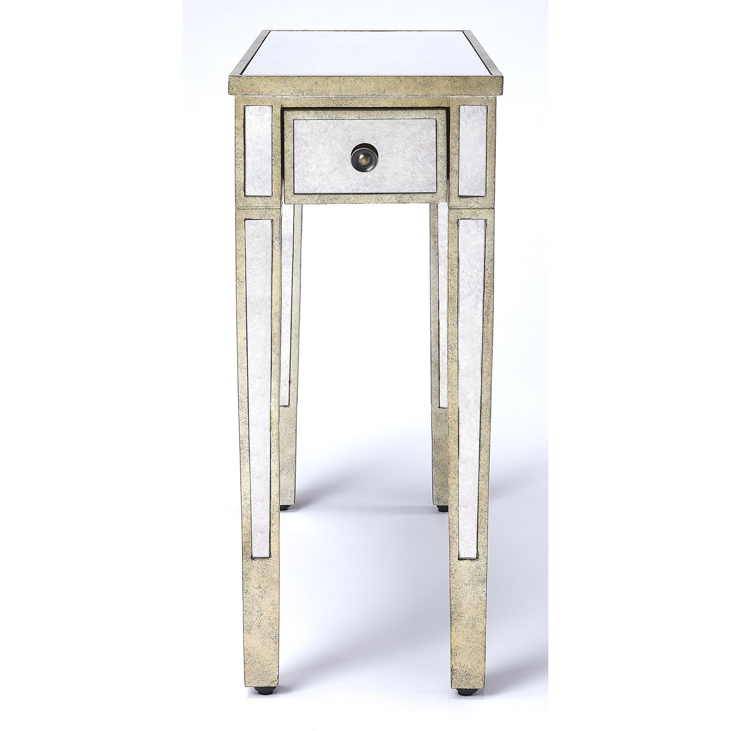 006 S-338850 | Additional Silo | Celeste Mirrored Chairside Table by Butler Specialty Company in silver and mirror. Made from poplar hardwood solids, mdf, mirrored glass in a traditional style.