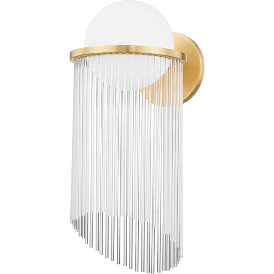 Celestial Wall Sconce by Corbett in aged brass. Made from steel in a modern style.