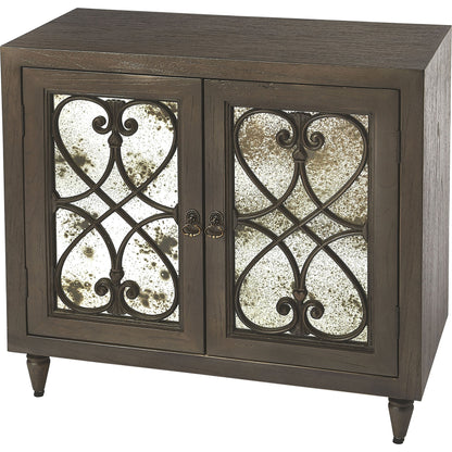 Finney Chest by Butler Specialty Company in white and white. Made from mindi wood solids, mdf, antique mirrored glass, hardware: steel in a transitional style.
