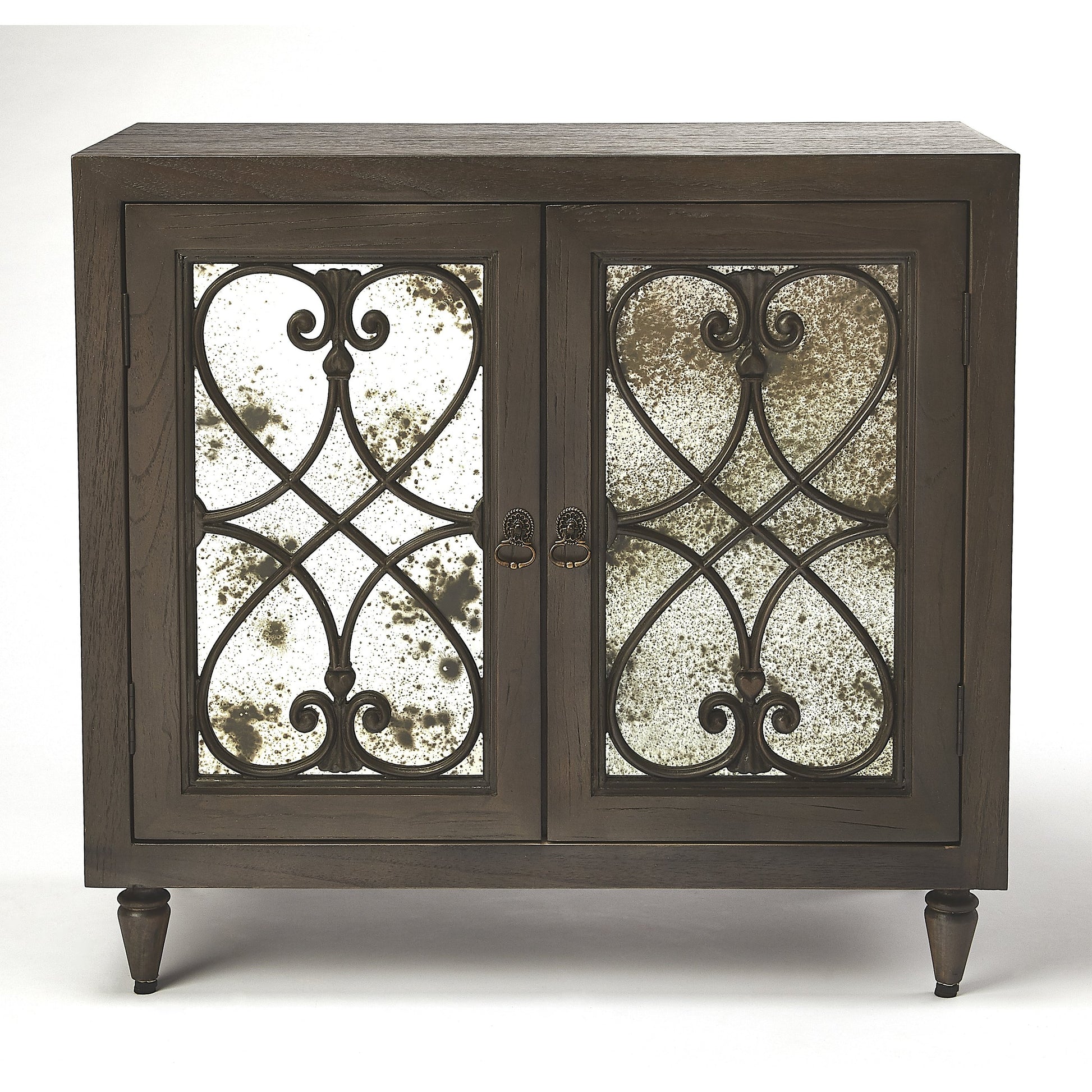Finney Chest by Butler Specialty Company in white and white. Made from mindi wood solids, mdf, antique mirrored glass, hardware: steel in a transitional style.