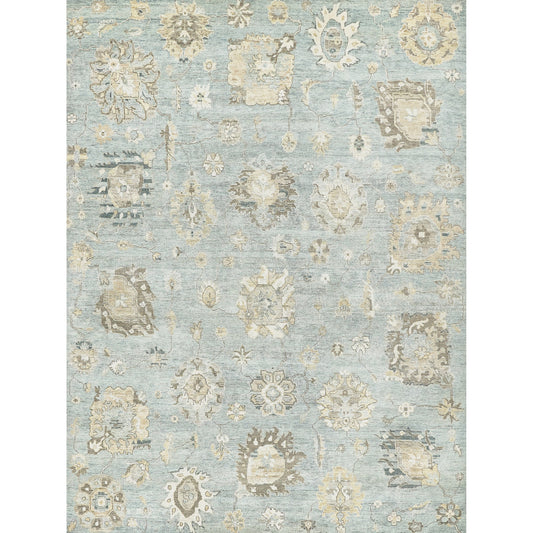 Heirloom 3983 Rug by Exquisite Rugs in light blue, gold. Made from new zealand wool in a unique style.