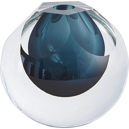 Pentagon Cut Glass Vase by Global Views. Made from art glass in a coastal style.