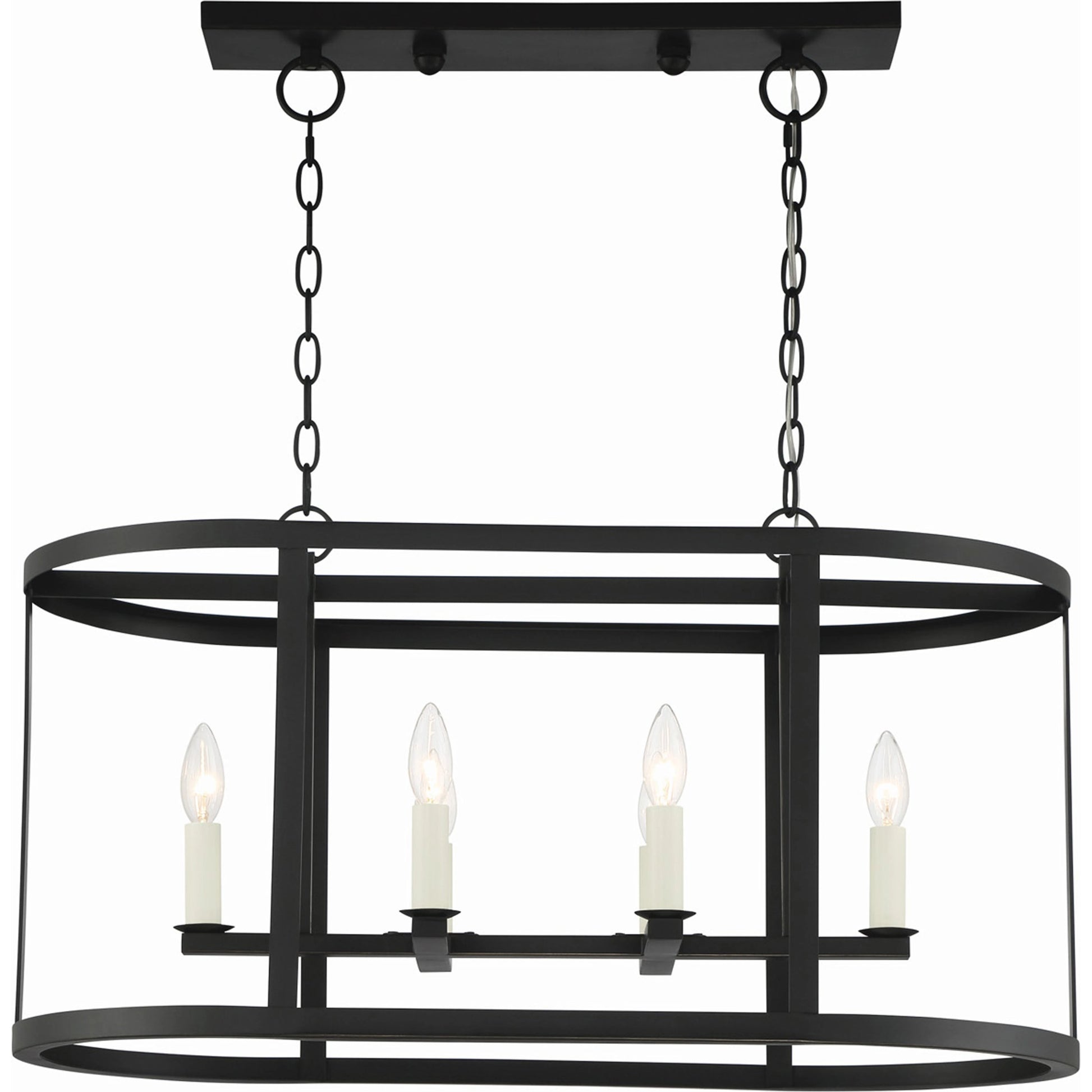 Bryant Linear Chandelier by Lumanity in oil rubbed bronze. Made from iron in a traditional style.