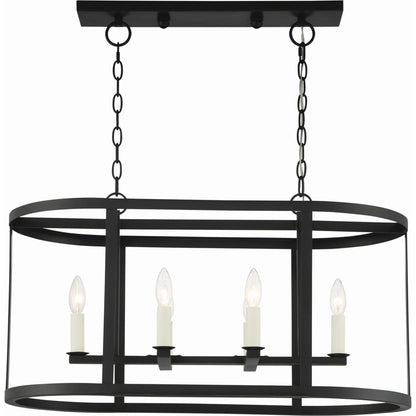 Bryant Linear Chandelier by Lumanity in oil rubbed bronze. Made from iron in a traditional style.