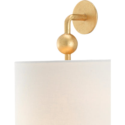 Tavey Wall Sconce by Currey and Company in contemporary gold leaf. Made from wrought iron in a transitional style.
