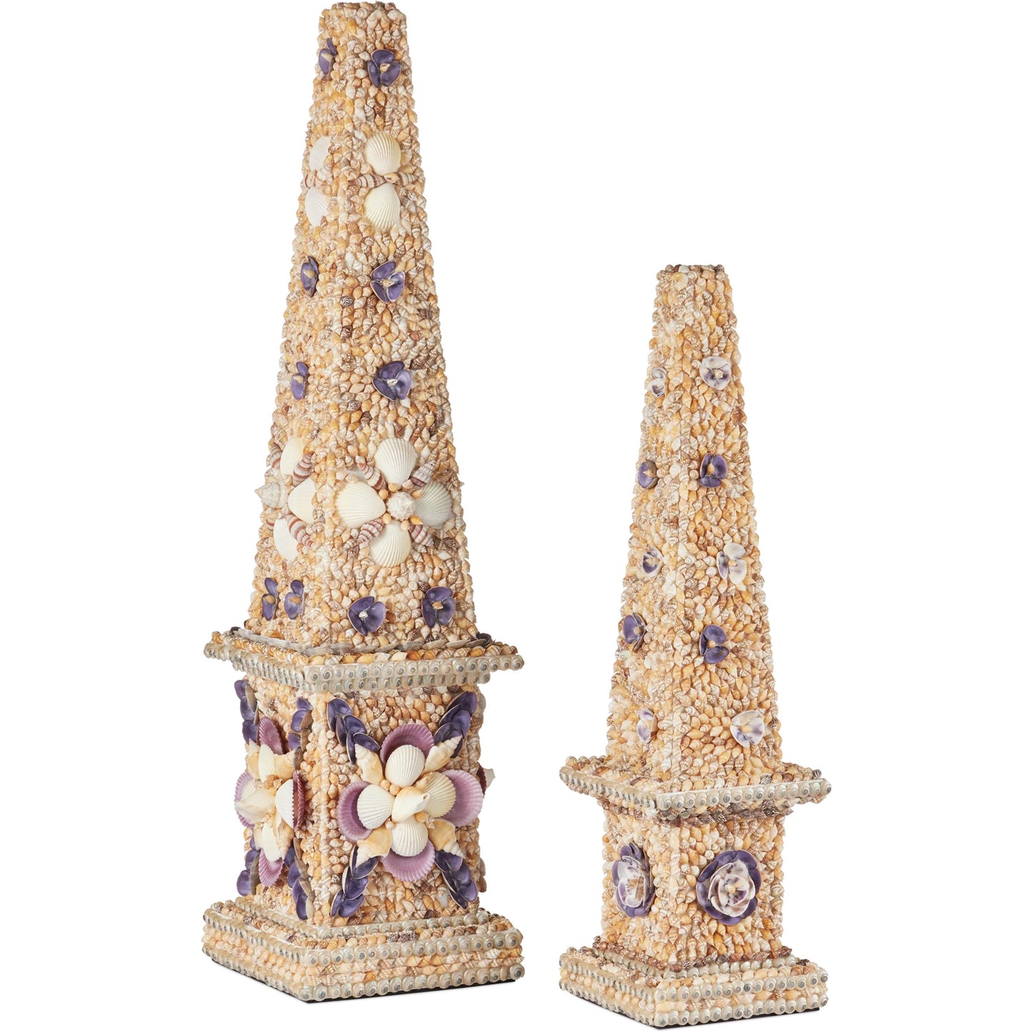 003 SI-2387002 | Additional Silo | Coquillage Short Obelisk by Currey and Company in natural. Made from shells, wood in a eclectic & global style.