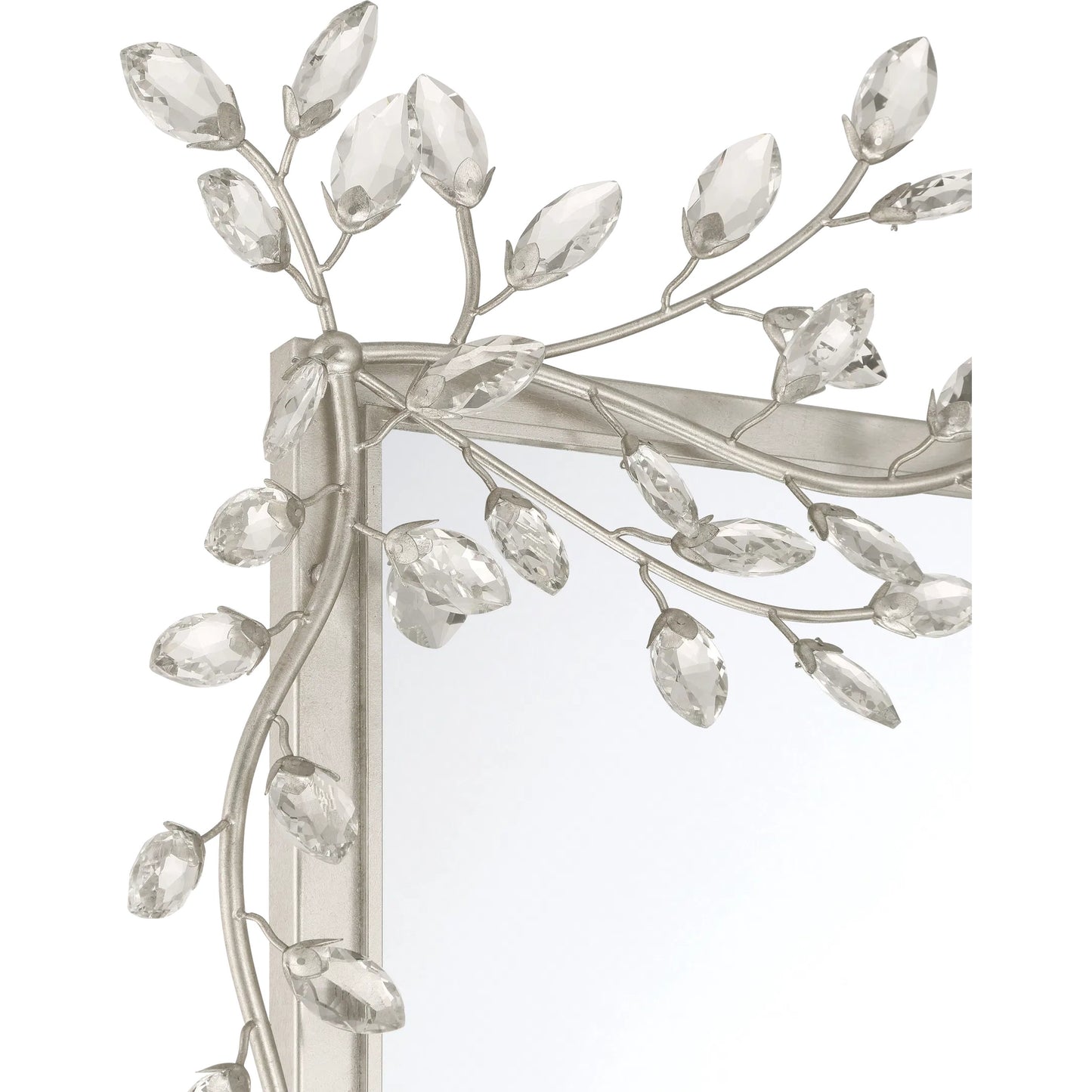 009 SI-2387031 | Closeup | Forget-Me-Not Mirror by Currey and Company. Made from crystal, metal, glass in a modern style.