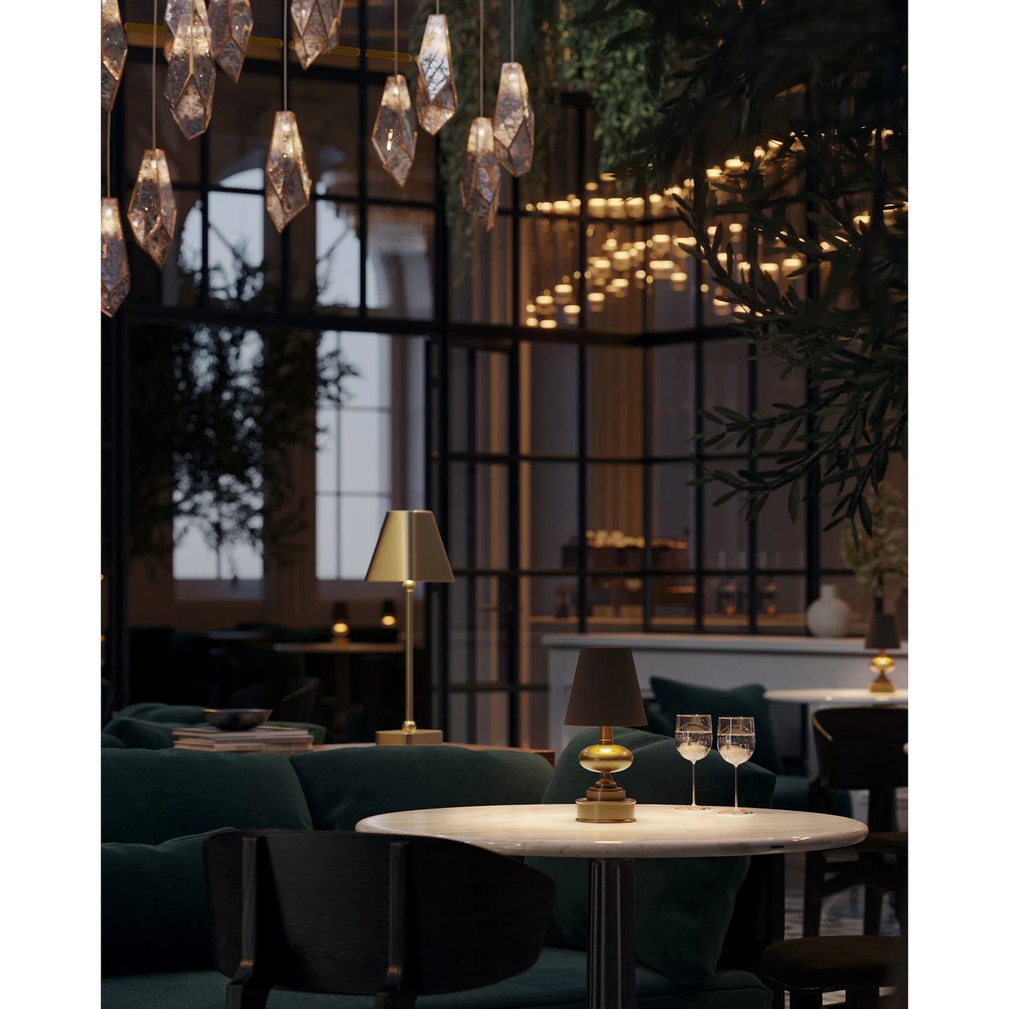 008 SI-2257378 | Lifestyle | Galavant Cordless Table Lamp by Currey and Company in brass. Made from metal in a modern style.