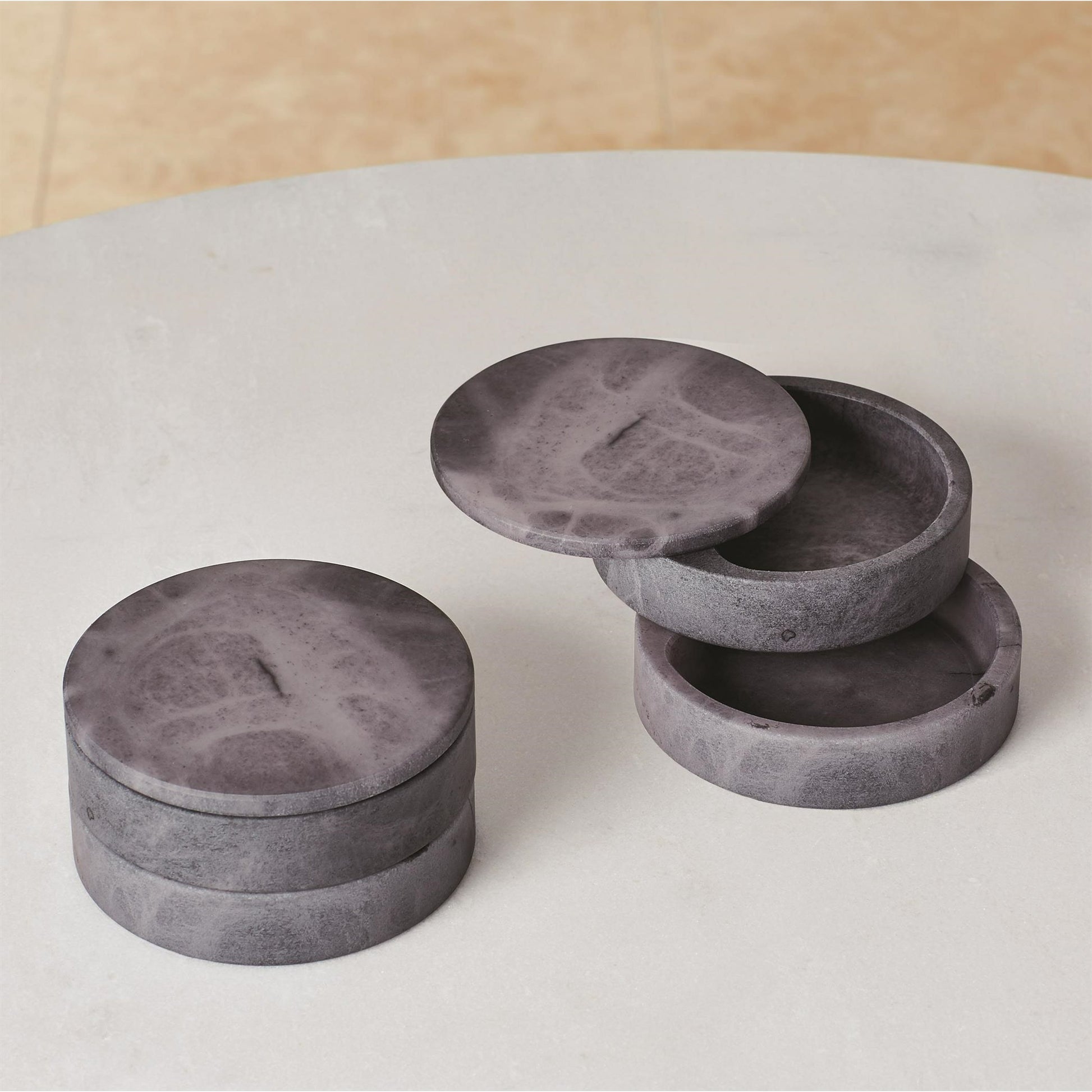 Alabaster Swivel Box by Global Views. Made from alabaster in a transitional style.
