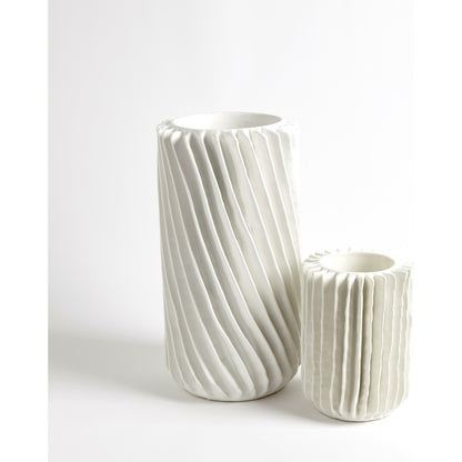 Radiator Swirl Vase by Global Views in matte white. Made from ceramic in a eclectic & global style.