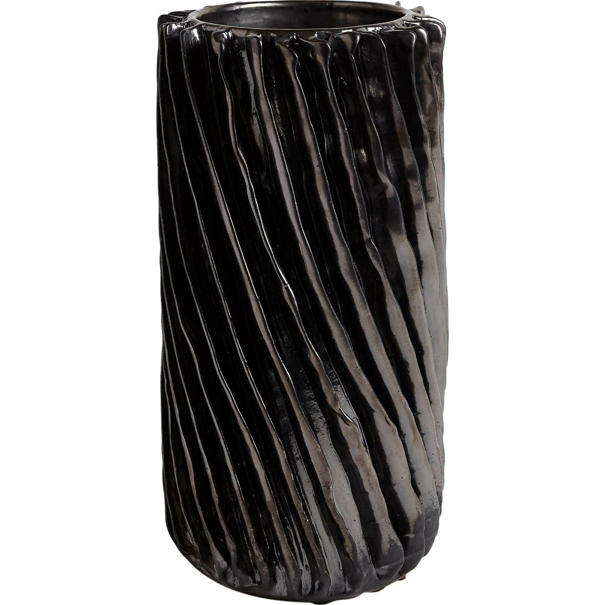 Radiator Swirl Vase by Global Views in matte white. Made from ceramic in a eclectic & global style.