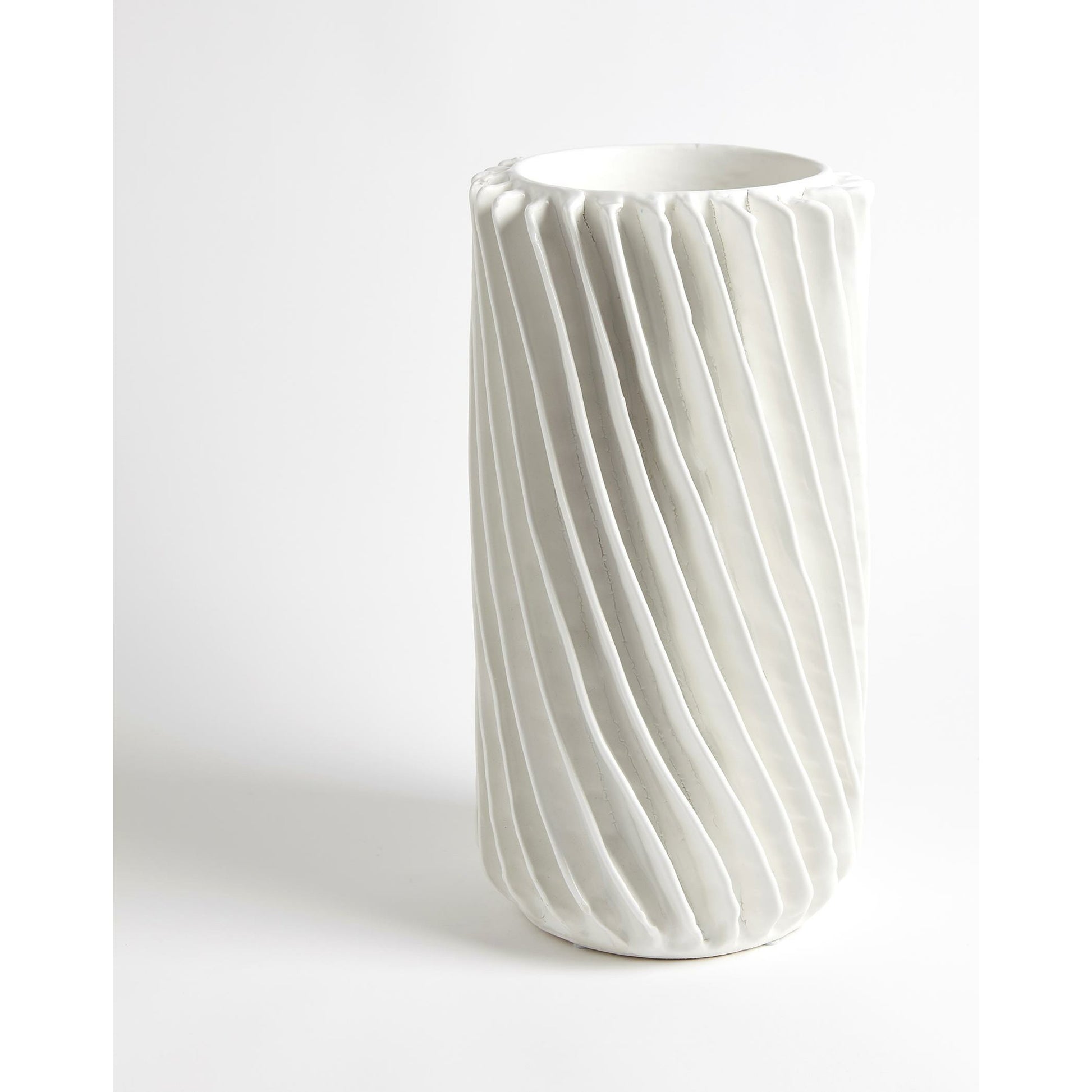Radiator Swirl Vase by Global Views in matte white. Made from ceramic in a eclectic & global style.