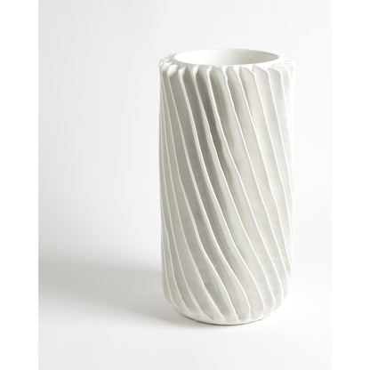 Radiator Swirl Vase by Global Views in matte white. Made from ceramic in a eclectic & global style.