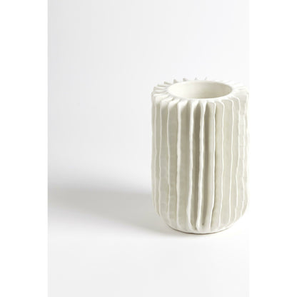 Radiator Swirl Vase by Global Views in matte white. Made from ceramic in a eclectic & global style.