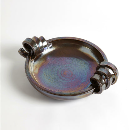 Ribbon Handle Compote by Global Views in matte white. Made from ceramic in a eclectic & global style.