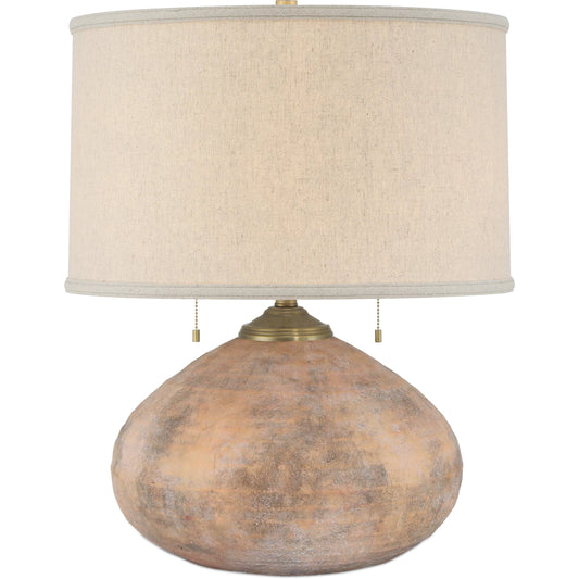 Kenmare Table Lamp by Currey and Company in textured antique brown. Made from terracotta in a unique style.