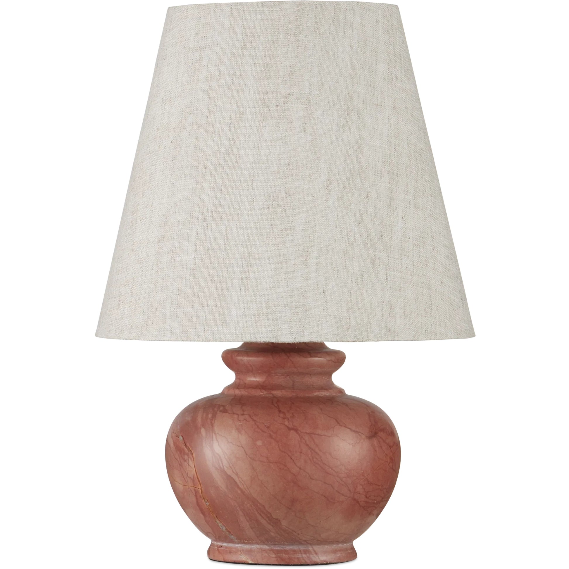 Piccolo Pink Mini Table Lamp by Currey and Company in natural rose. Made from rosa cappuccino marble in a eclectic & global style.