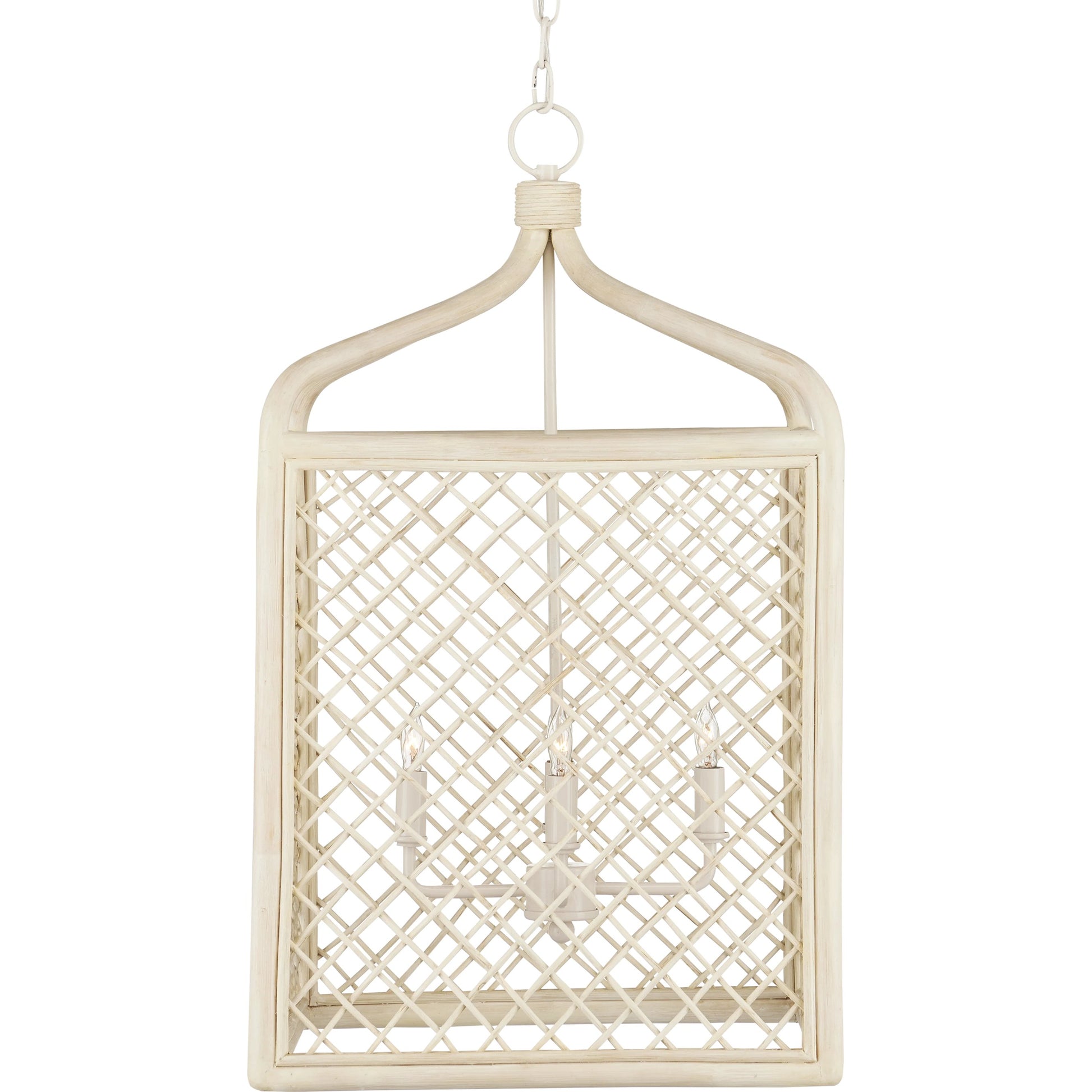 Wanstead Lantern by Currey and Company in bleached natural, vanilla. Made from rattan, wicker, wrought iron in a cottage & farmhouse style.