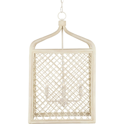 Wanstead Lantern by Currey and Company in bleached natural, vanilla. Made from rattan, wicker, wrought iron in a cottage & farmhouse style.