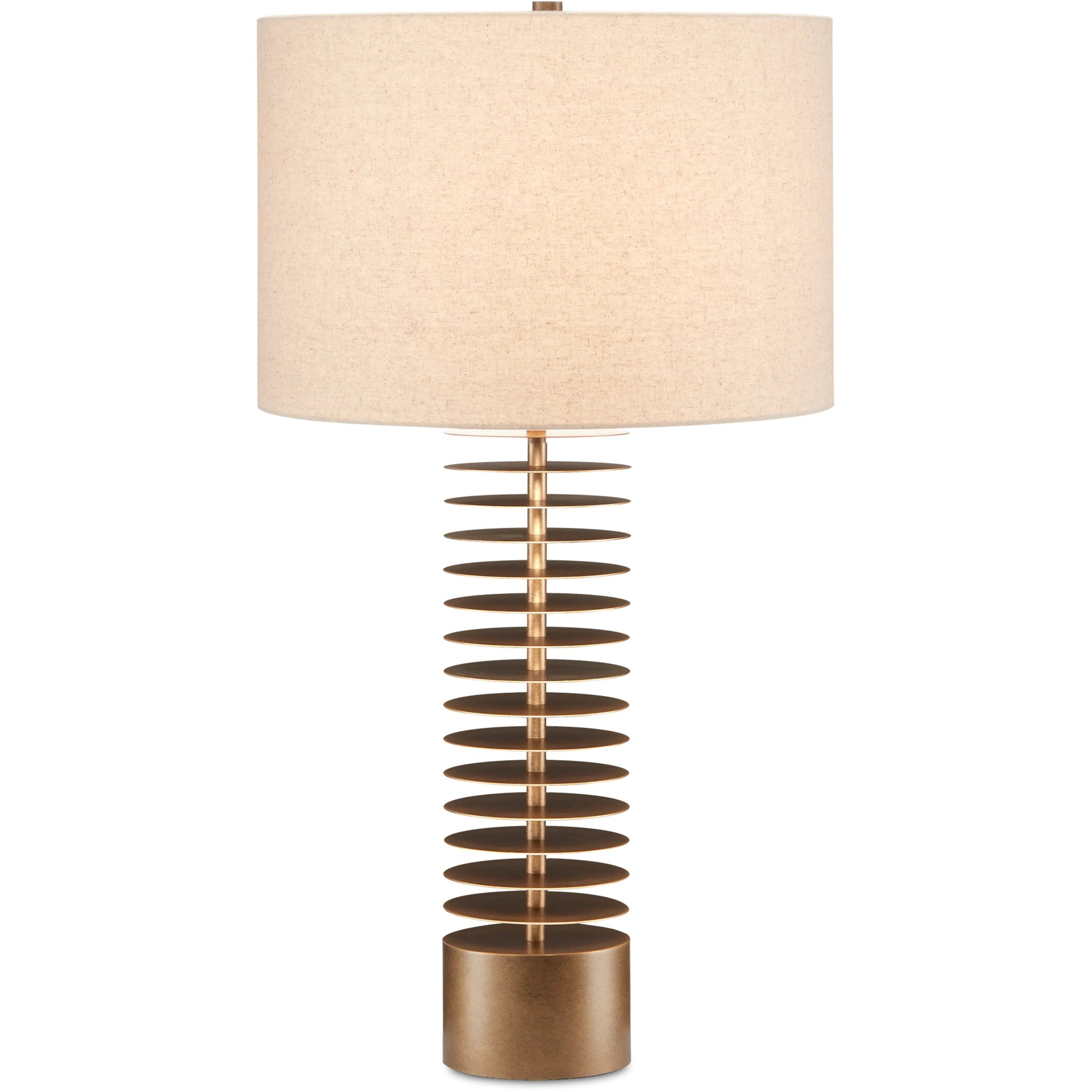 Walwyn Table Lamp by Currey and Company in painted antique brass. Made from metal in a modern style.