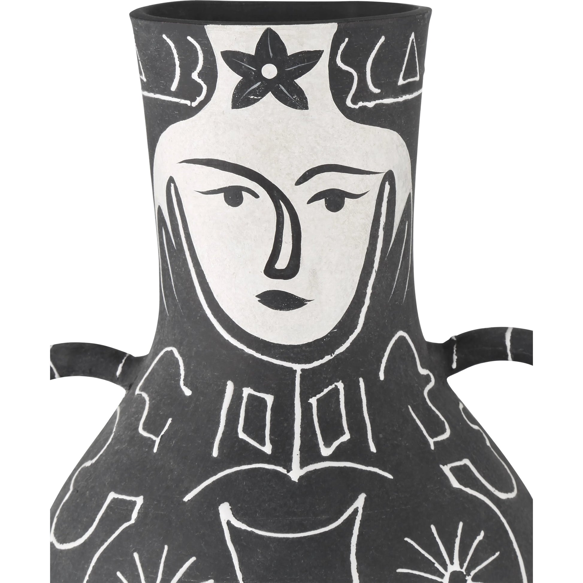 Saint-Paul-De-Vence Vase by Currey and Company in black, white. Made from terracotta in a modern style.