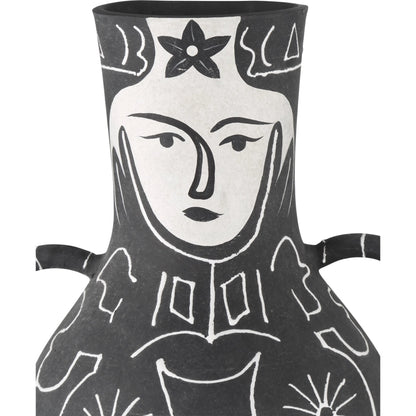 Saint-Paul-De-Vence Vase by Currey and Company in black, white. Made from terracotta in a modern style.