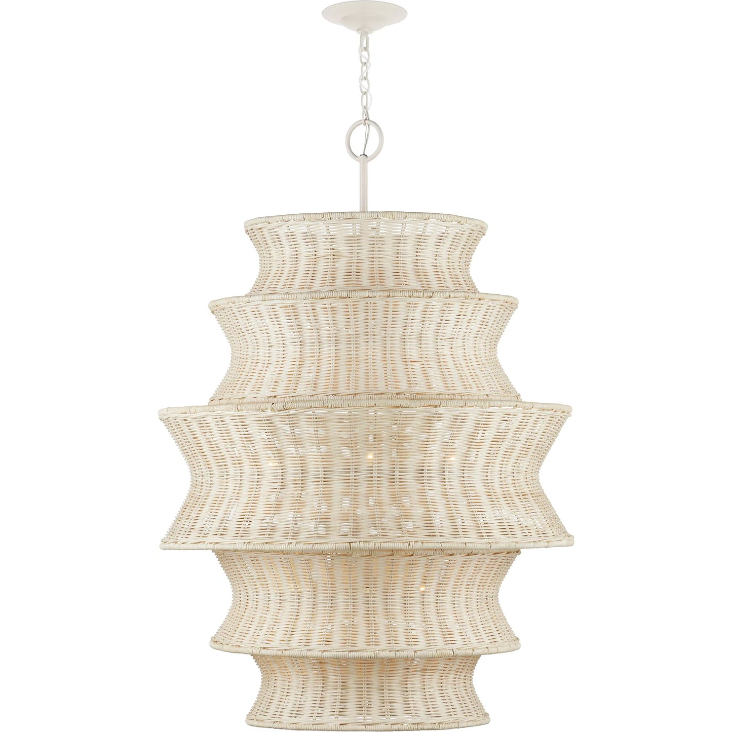 005 SI-2007847 | Additional Silo | Phebe Rattan Chandelier by Currey and Company in bleached natural, vanilla. Made from rattan, wrought iron in a cottage & farmhouse style.