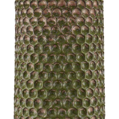 Polka Dot Table Lamp by Currey and Company in reactive blue, polished brass. Made from ceramic in a modern style.