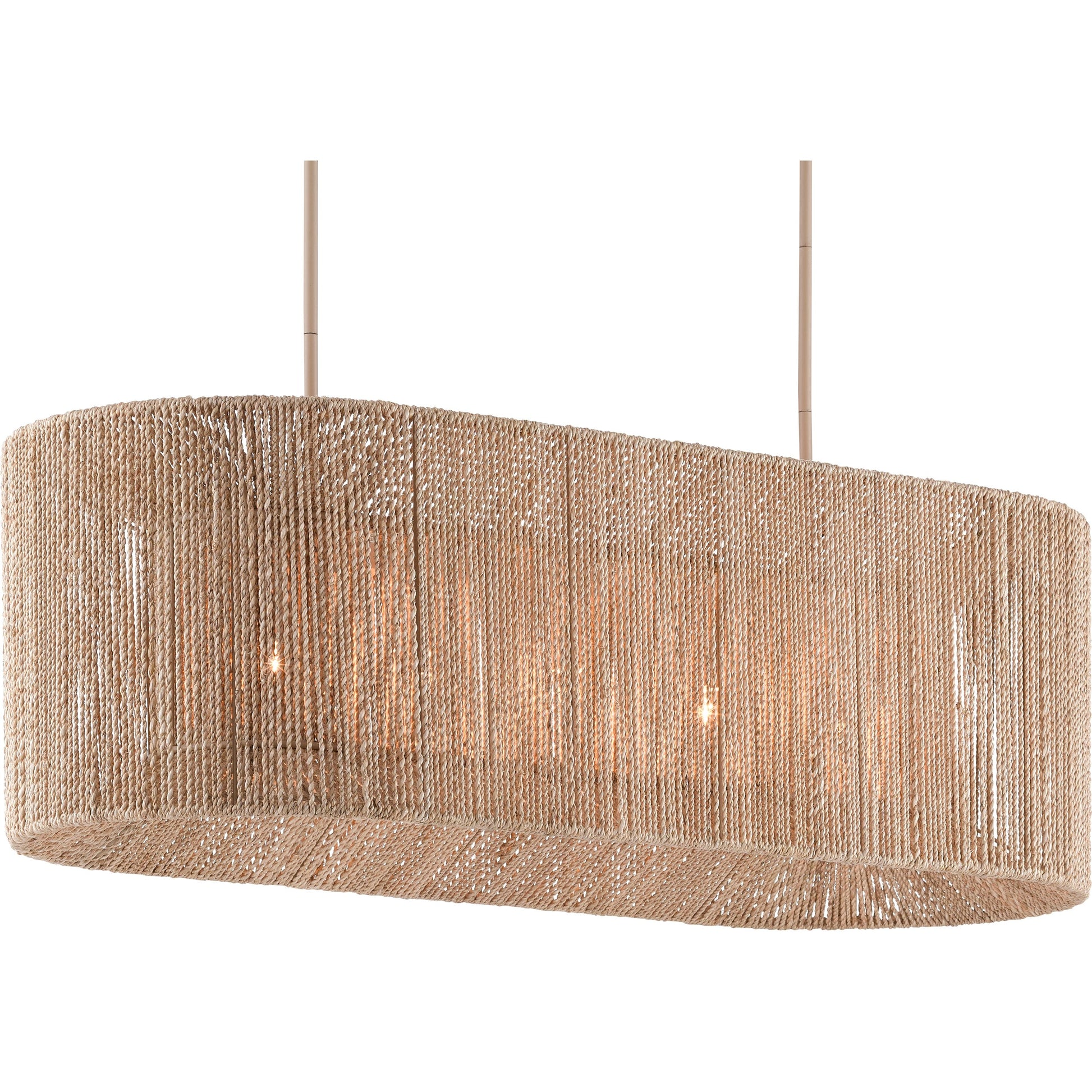 Mereworth Chandelier by Currey and Company in natural rope, beige. Made from wrought iron, abaca rope in a coastal style.