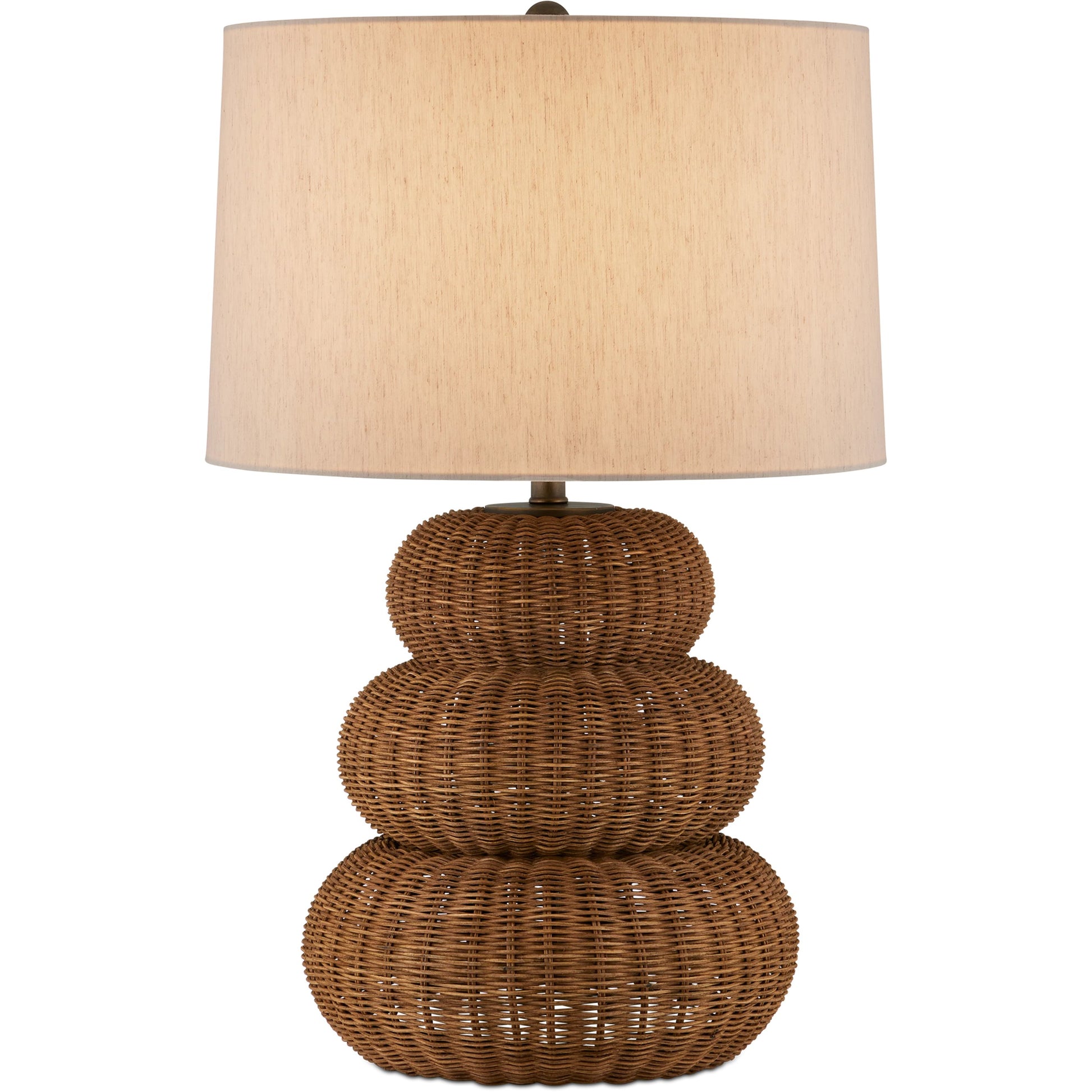 Mabrouka Table Lamp by Currey and Company in dark brown, antique brass. Made from rattan, metal in a cottage & farmhouse style.
