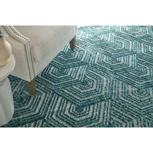 Colton Geometric 8748A57F Rug by Feizy in blue. Made from polyester in a unique style.
