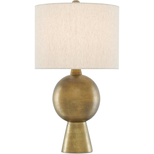 Rami Table Lamp by Currey and Company in antique brass. Made from aluminum in a eclectic & global style.