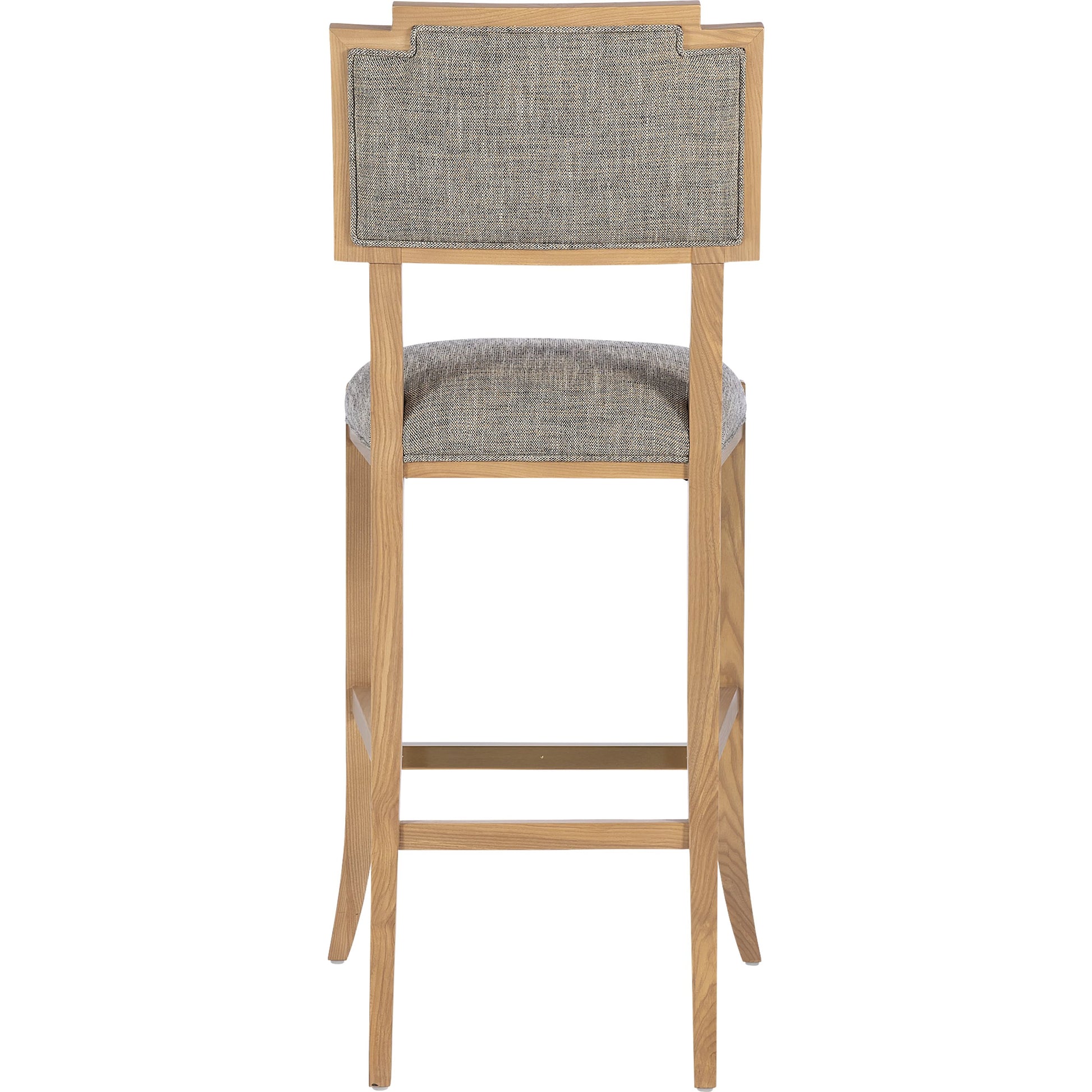 Melanie Bar Stool by Currey and Company in blonde ash wood, brass. Made from ash wood, brass in a transitional style.