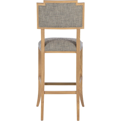 Melanie Bar Stool by Currey and Company in blonde ash wood, brass. Made from ash wood, brass in a transitional style.