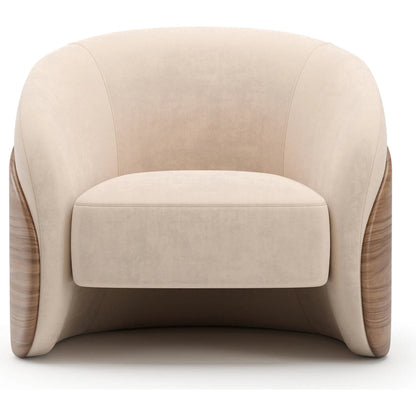 Fleur Wood Back Lounge Chair by Caracole in porcini. Made from unique in a transitional style.