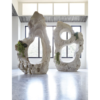 Organic Stone Sculpture by Phillips Collection in beige and roman stone. Made from resin in a eclectic & global style.