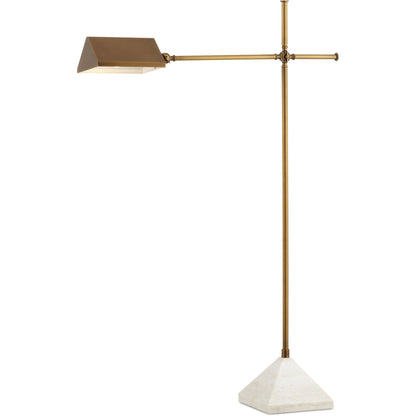 Repertoire Floor Lamp by Currey and Company in antique brass, white. Made from metal, marble in a modern style.