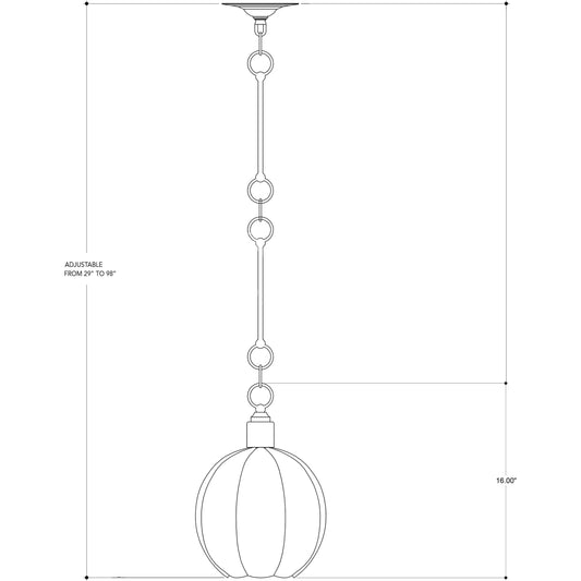 Aquaterra Pendant by Currey and Company in old iron. Made from wrought iron, glass in a transitional style.