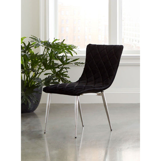 Cayman Dining Chair by Phillips Collection in black, silver. Made from other fabrics in a modern style.
