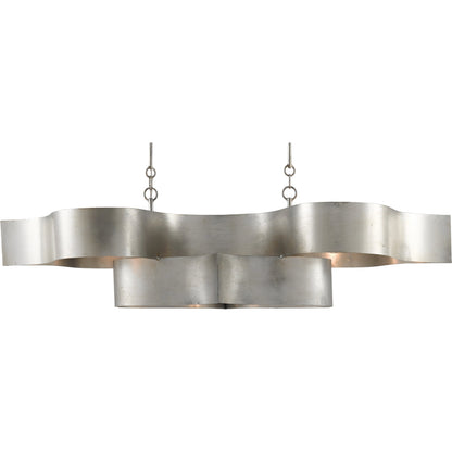 Grand Lotus Oval Chandelier by Currey and Company. Made from wrought iron in a modern style.