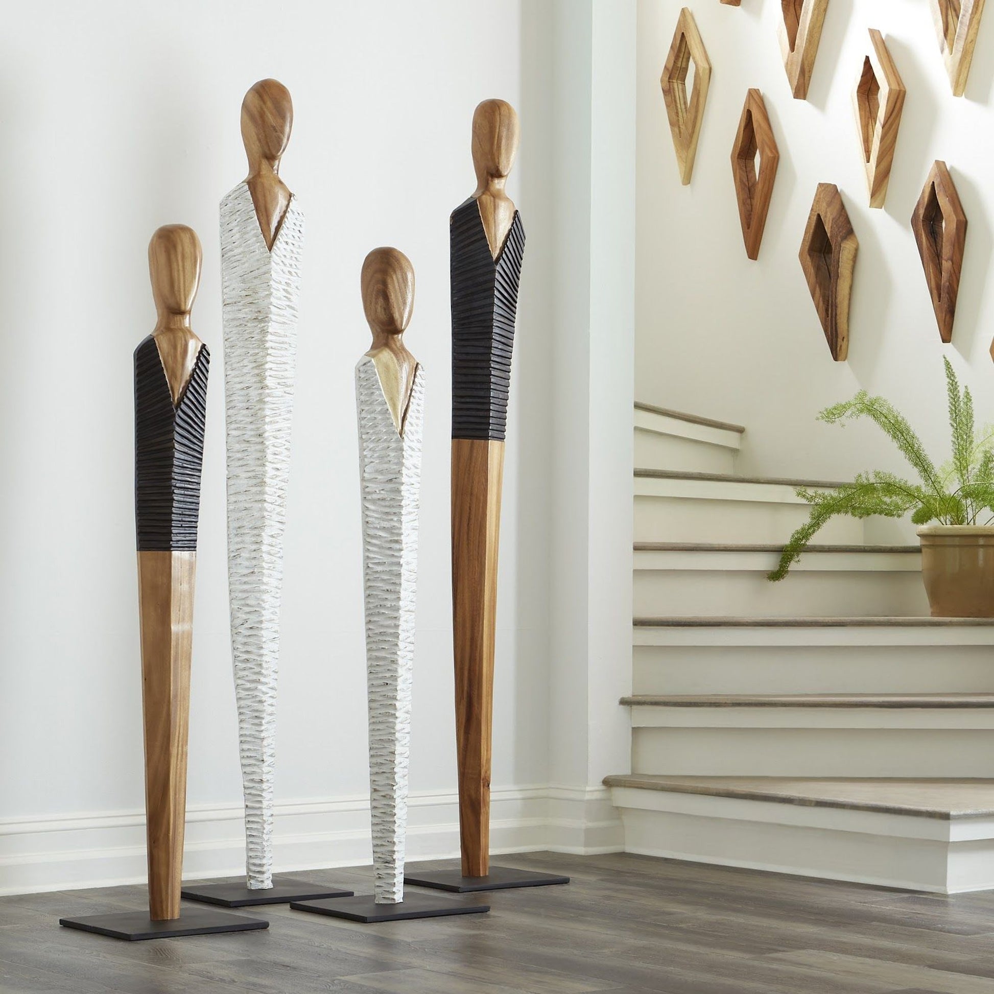 Vested Female Sculpture by Phillips Collection in white, brown. Made from wood in a eclectic & global style.