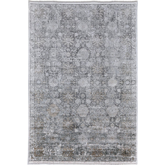 Sarrant Transitional Damask Rug - 3965F by Feizy in gray, silver, tan. Made from viscose, polyester in a unique style.