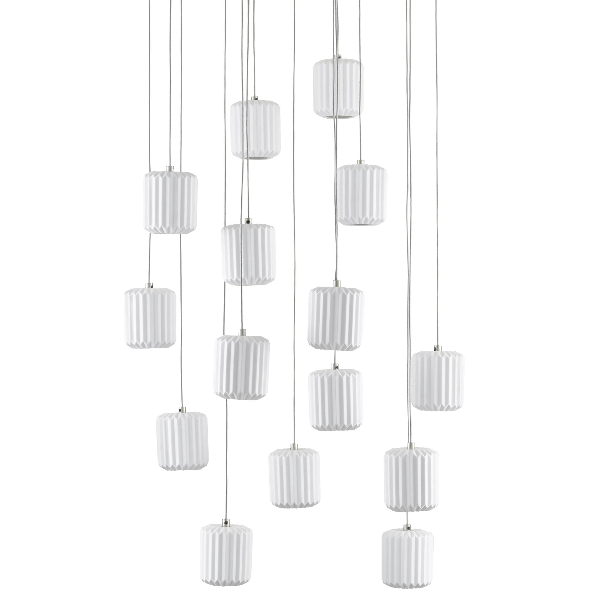 Dove Pendant by Currey and Company in painted silver, white. Made from metal, ceramic in a modern style.
