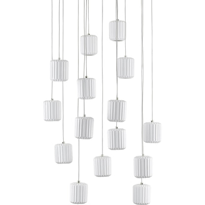 Dove Pendant by Currey and Company in painted silver, white. Made from metal, ceramic in a modern style.