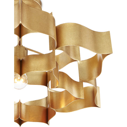 Grand Lotus Pendant/Semi-Flush Mount by Currey and Company. Made from wrought iron in a modern style.