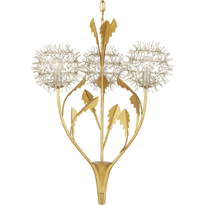 Dandelion Pendant by Currey and Company in contemporary silver leaf, contemporary gold leaf. Made from wrought iron in a modern style.
