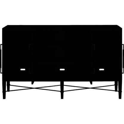 Verona Chanterelle Sideboard by Currey and Company in chanterelle, coffee, champagne. Made from mahogany, brass, iron in a modern style.