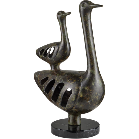 Duck Family by Currey and Company in bronze. Made from bronze in a rustic style.